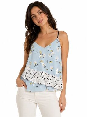 Cooper & Ella Blue Floral Ruffle
Cami Tank Top Size L